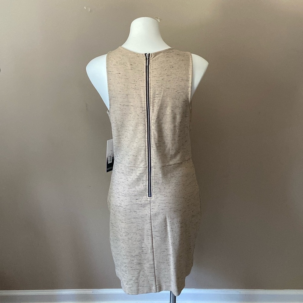 Kensie Tan  Scoop Neck Sleeveless Shift Stretch  Above Knee Zipper Dress - Picture 3 of 7